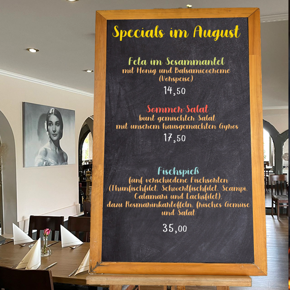 Specials im August - Restaurant Athena Stelle 